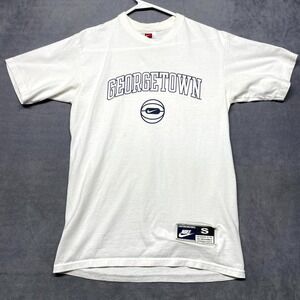 Vintage Nike Georgetown Hoyas Basketball Team Shirt Mens S White Cotton Pullover